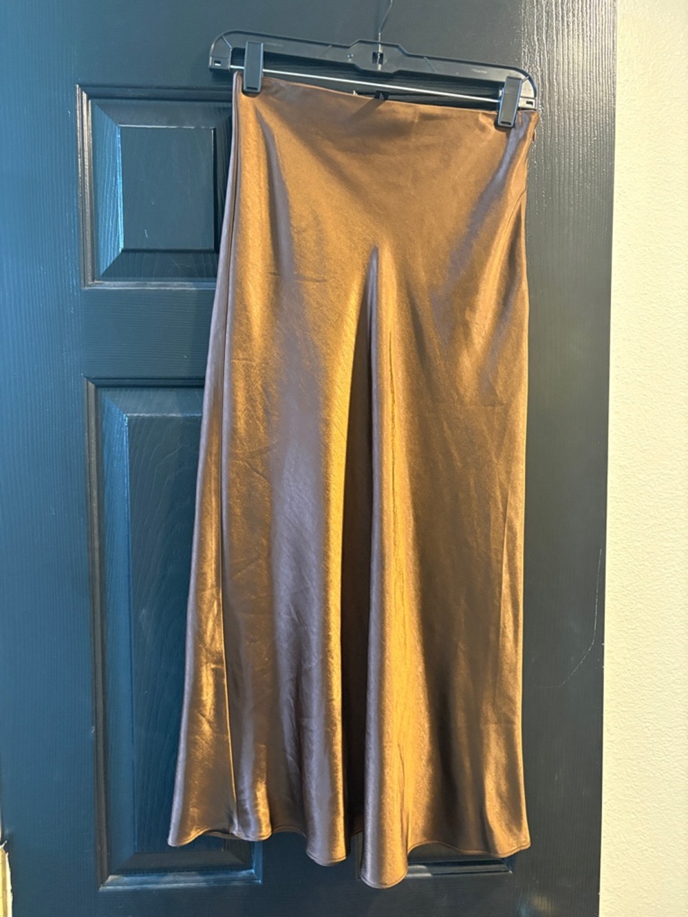 Aqua Metallic Bronze Satin Maxi Skirt